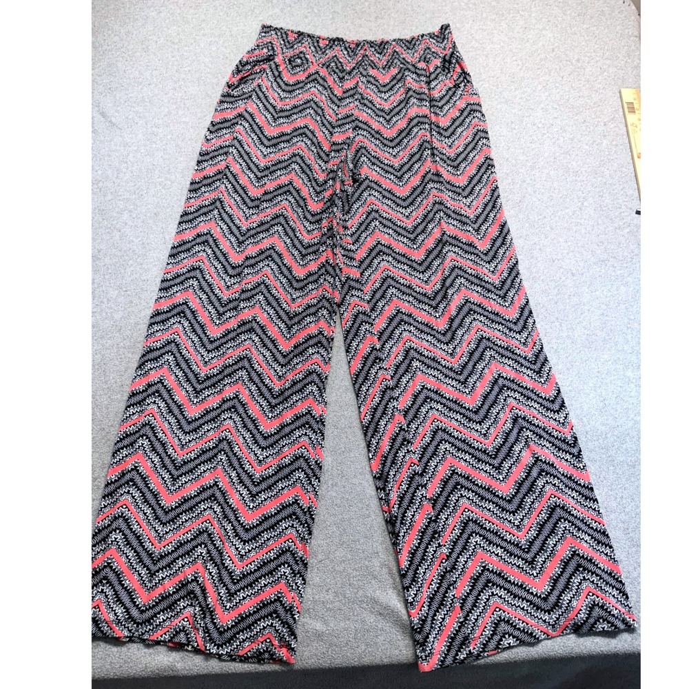 Mossimo Palazzo Pants Womens XXL Coral Black White Chevron Wide Leg Comfy Lounge